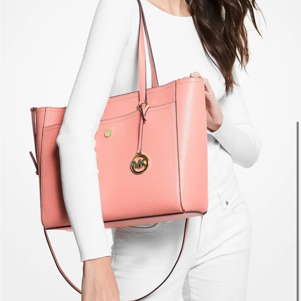 MICHAEL KORS 
Maisie Large Pebbled Leather 3-in-1 Tote Bag SHERBERT SIGN… - Picture 16 of 16